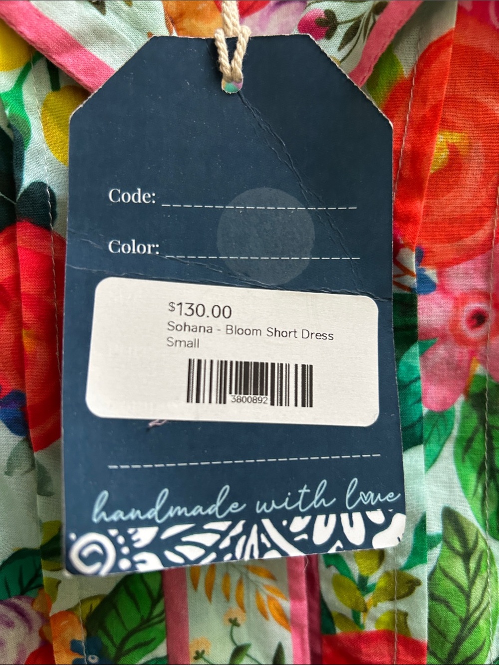 Sohana Floral Midi Dress in Aqua Multicolor Brand New With Tags! Cottage Core - Picture 15 of 15